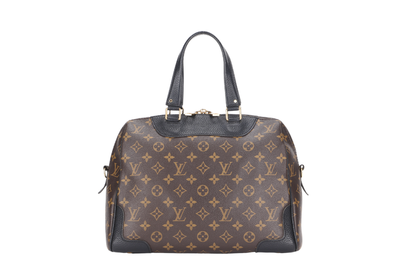 LOUIS VUITTON M50058 RETIRO BLACK LEATHER MONOGRAM CANVAS GOLD HARDWARE WITH STRAP