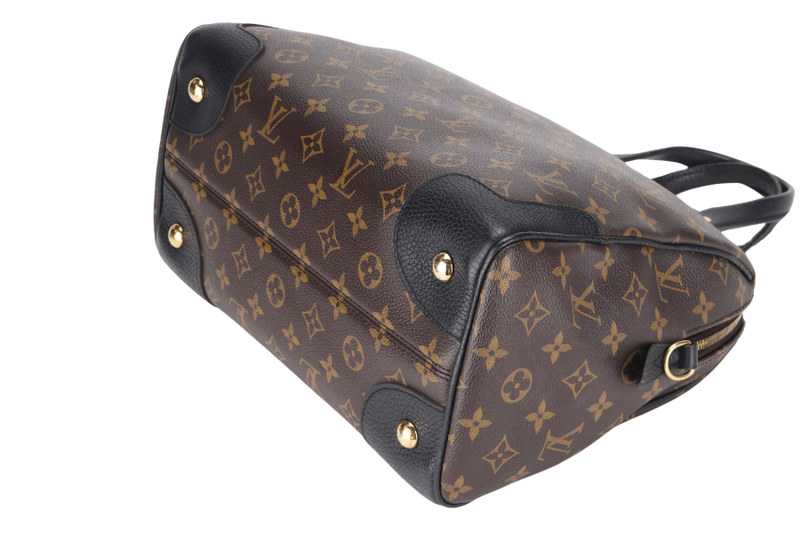 LOUIS VUITTON M50058 RETIRO BLACK LEATHER MONOGRAM CANVAS GOLD HARDWARE WITH STRAP