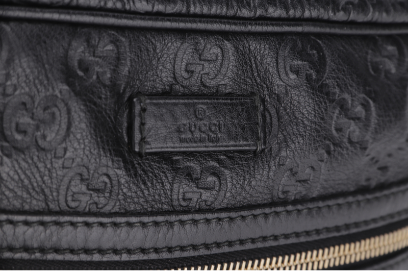 GUCCI BLACK GUCCISSIMA LEATHER MESSENGER BAG (201448 002123) GOLD HARDWARE, NO DUST COVER