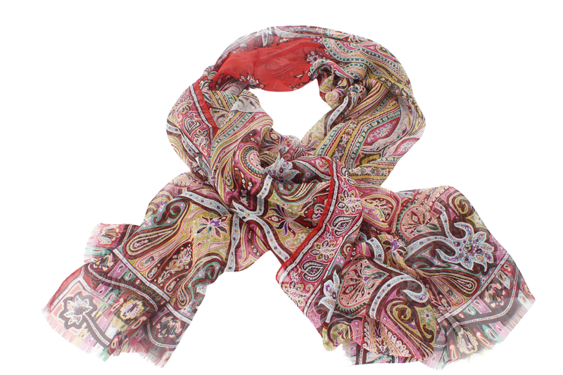 ETRO DAMASK SCARF 160CM MULTICOLOUR SILK