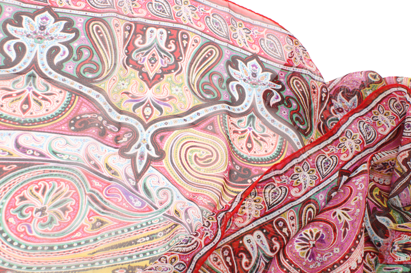 ETRO DAMASK SCARF 160CM MULTICOLOUR SILK