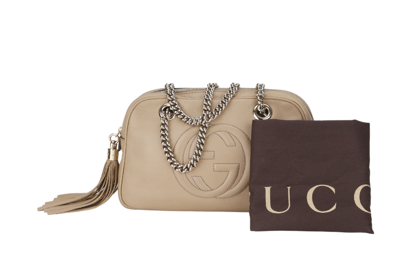 gucci soho chain shoulder bag small calfskin silver hardware 308983 520981 with dust cover