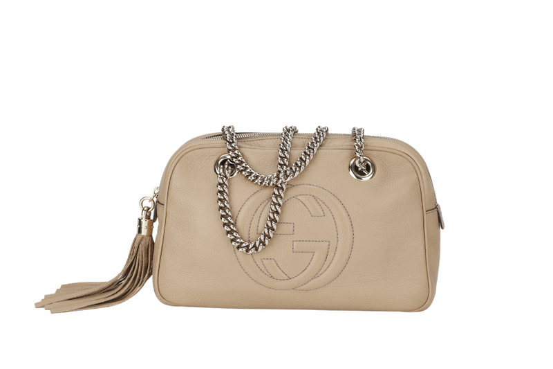 GUCCI SOHO CHAIN SHOULDER BAG SMALL CALFSKIN SILVER HARDWARE (308983 520981)&nbsp; WITH DUST COVER