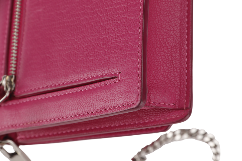 GIVENCHY PANDORA WALLET ON CHAIN PINK GOAT SKIN SILVER HARDWARE(GU 0114) WITH DUST COVER AND BOX