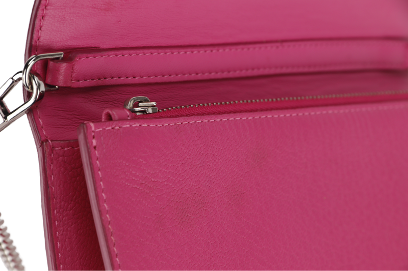 GIVENCHY PANDORA WALLET ON CHAIN PINK GOAT SKIN SILVER HARDWARE(GU 0114) WITH DUST COVER AND BOX