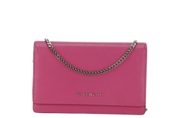 GIVENCHY PANDORA WALLET ON CHAIN PINK GOAT SKIN SILVER HARDWARE(GU 0114) WITH DUST COVER AND BOX