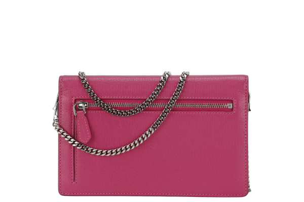 GIVENCHY PANDORA WALLET ON CHAIN PINK GOAT SKIN SILVER HARDWARE(GU 0114) WITH DUST COVER AND BOX