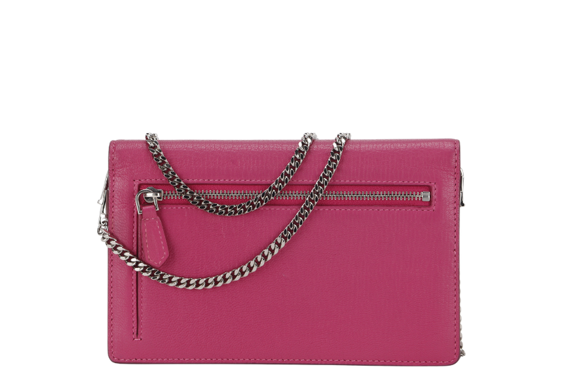 GIVENCHY PANDORA WALLET ON CHAIN PINK GOAT SKIN SILVER HARDWARE(GU 0114) WITH DUST COVER AND BOX