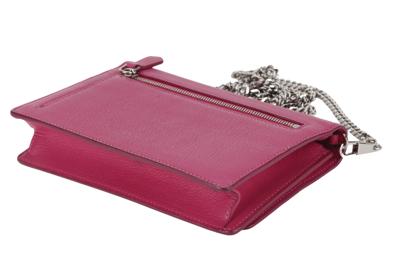 GIVENCHY PANDORA WALLET ON CHAIN PINK GOAT SKIN SILVER HARDWARE(GU 0114) WITH DUST COVER AND BOX