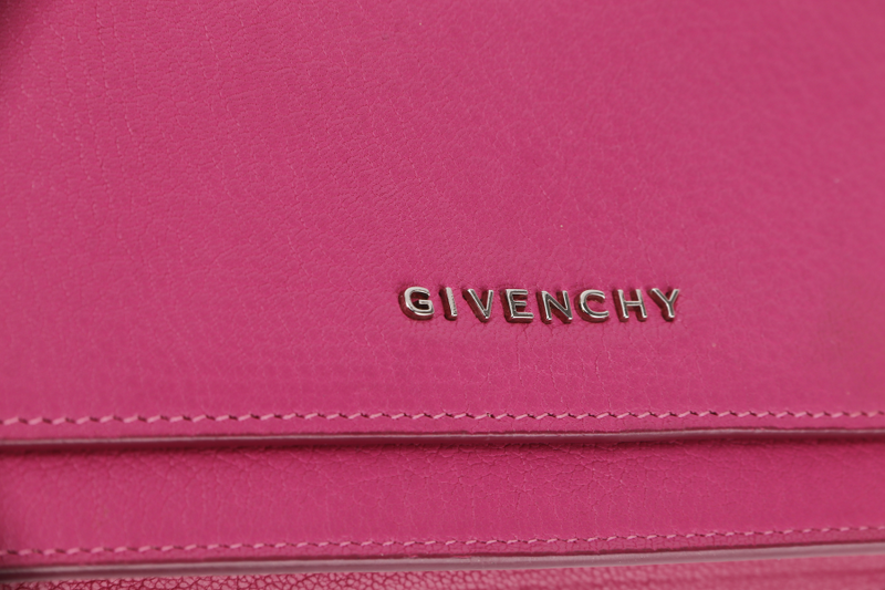 GIVENCHY PANDORA WALLET ON CHAIN PINK GOAT SKIN SILVER HARDWARE(GU 0114) WITH DUST COVER AND BOX