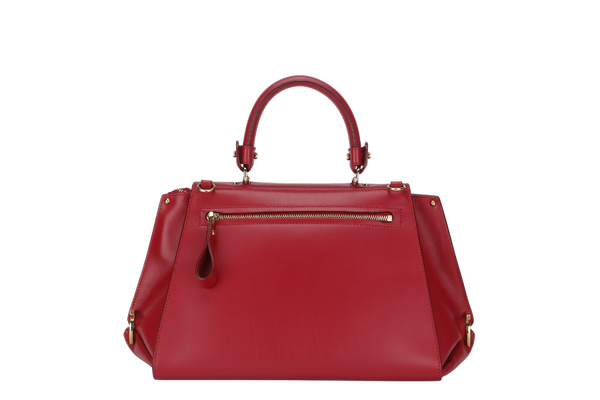 SALVATORE FERRAGAMO SOFIA DY-21 E530 2WAY BAG RED LEATHER GOLD HARDWARE WITH SLING AND DUST COVER