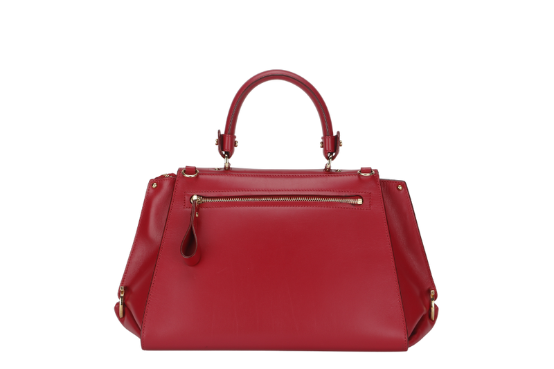 SALVATORE FERRAGAMO SOFIA DY-21 E530 2WAY BAG RED LEATHER GOLD HARDWARE WITH SLING AND DUST COVER