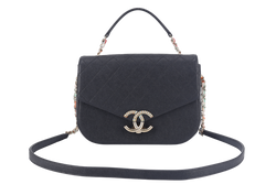 CHANEL PARIS-CUBA THREAD AROUND FLAP BAG (2359xxxx) BLACK CAVIAR LEATHER GOLD HARDWARE WITH CARD