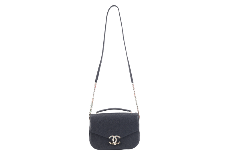 CHANEL PARIS-CUBA THREAD AROUND FLAP BAG (2359xxxx) BLACK CAVIAR LEATHER GOLD HARDWARE WITH CARD