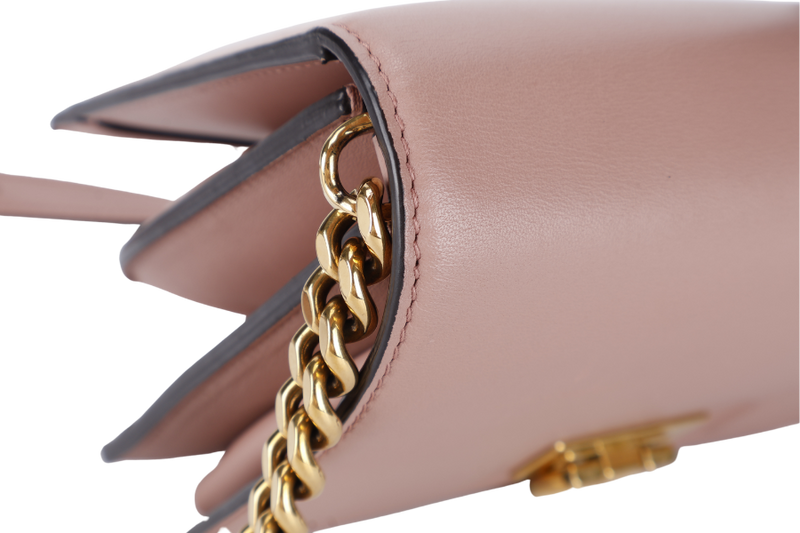 SALVATORE FERRAGAMO TRIFOLIO FLAP BAG SMALL ANTIQUE ROSE CALFSKIN GOLD HARDWARE WITH DUST COVER