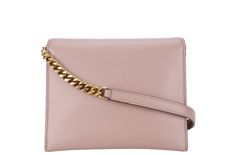 SALVATORE FERRAGAMO TRIFOLIO FLAP BAG SMALL ANTIQUE ROSE CALFSKIN GOLD HARDWARE WITH DUST COVER