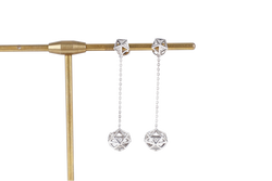 DEGEM K10 417 WHITE GOLD EARRINGS WITH DIAMONDS