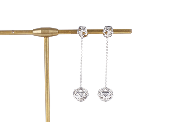 DEGEM K10 417 WHITE GOLD EARRINGS WITH DIAMONDS