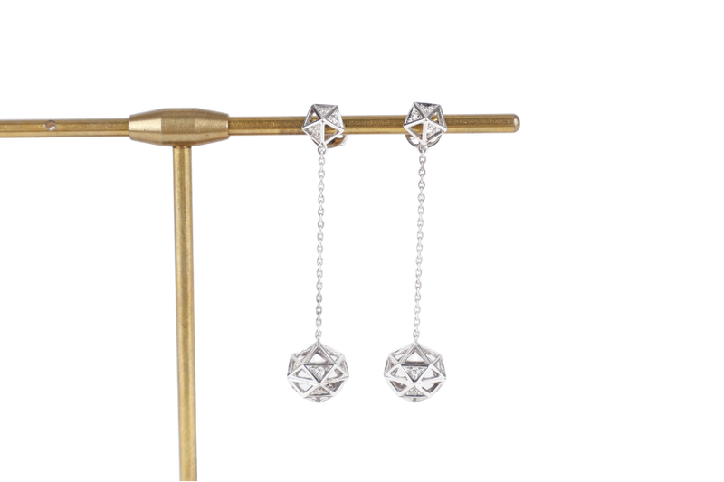 DEGEM K10 417 WHITE GOLD EARRINGS WITH DIAMONDS