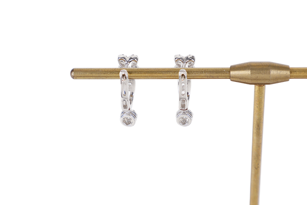 18K WHITE GOLD 0.092 CT DIAMOND EARRINGS 3.4G