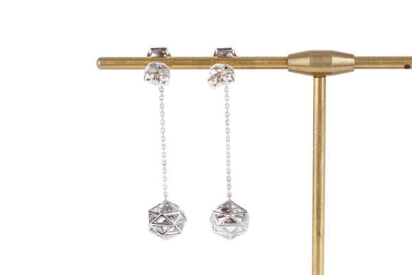 DEGEM K10 417 WHITE GOLD EARRINGS WITH DIAMONDS