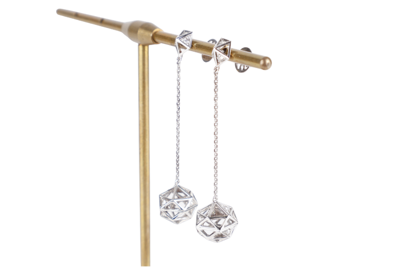 DEGEM K10 417 WHITE GOLD EARRINGS WITH DIAMONDS