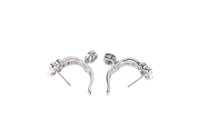 18K WHITE GOLD 0.092 CT DIAMOND EARRINGS 3.4G