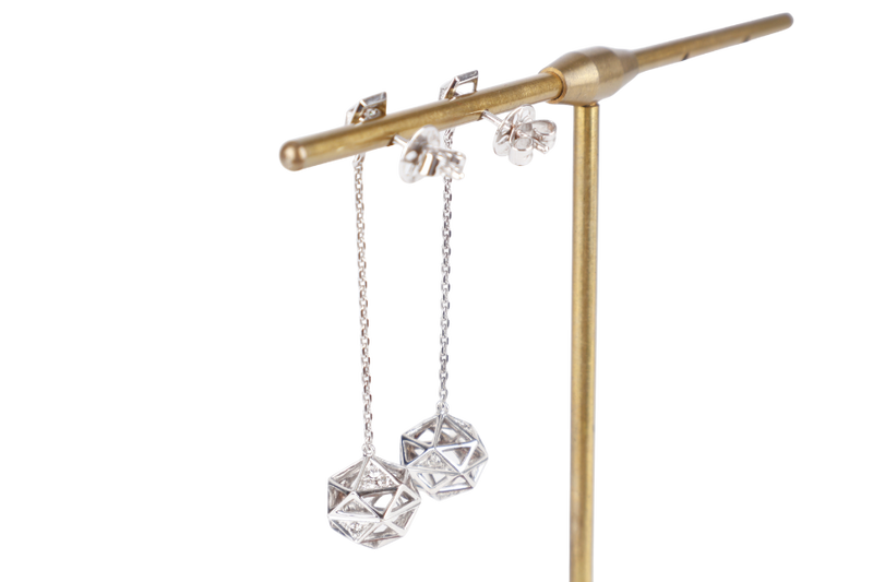 DEGEM K10 417 WHITE GOLD EARRINGS WITH DIAMONDS