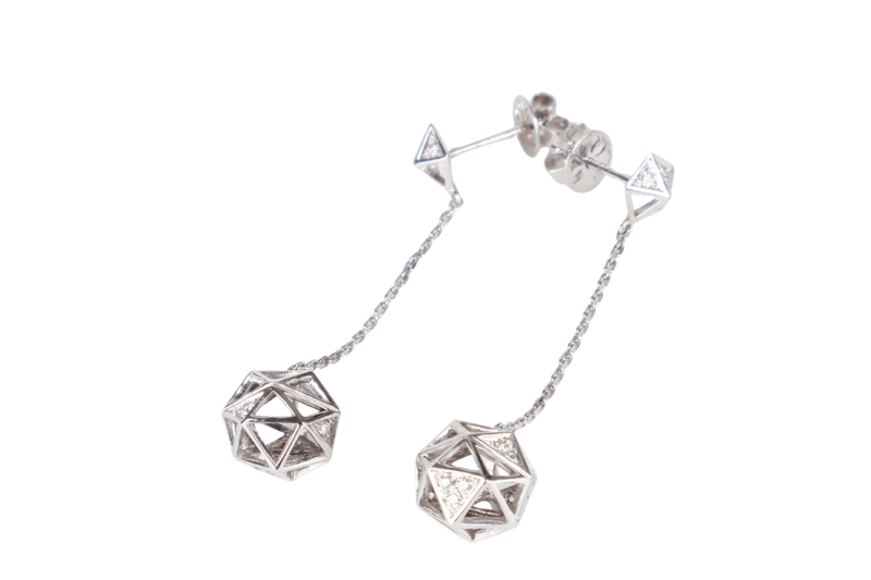 DEGEM K10 417 WHITE GOLD EARRINGS WITH DIAMONDS