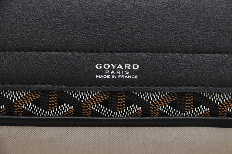 GOYARD ROUETTE HANBAG BLACK CANVAS BLACK LEATHER, WITH DUST COVER