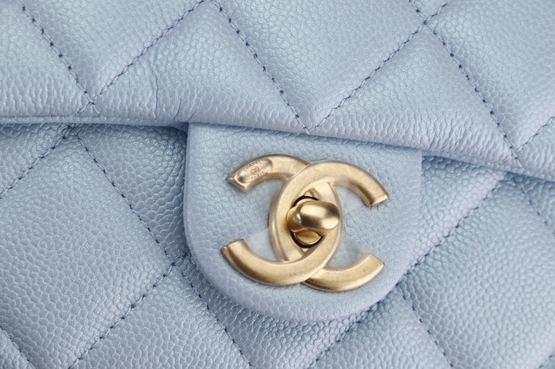 Chanel Light Blue Shiny Quilted Calfskin Mini 22 Auction