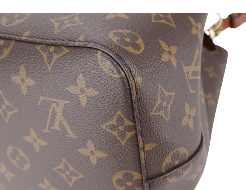 LOUIS VUITTON M44887 NEONOE MM MONOGRAM COATED CANVAS GOLD HARDWARE WITH DUST COVER AND BOX