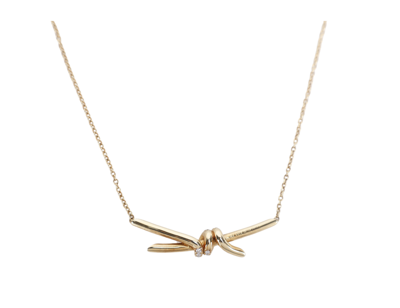 TIFFANY & CO KNOT PENDANT 18K WITH DIAMOND WITH BOX
