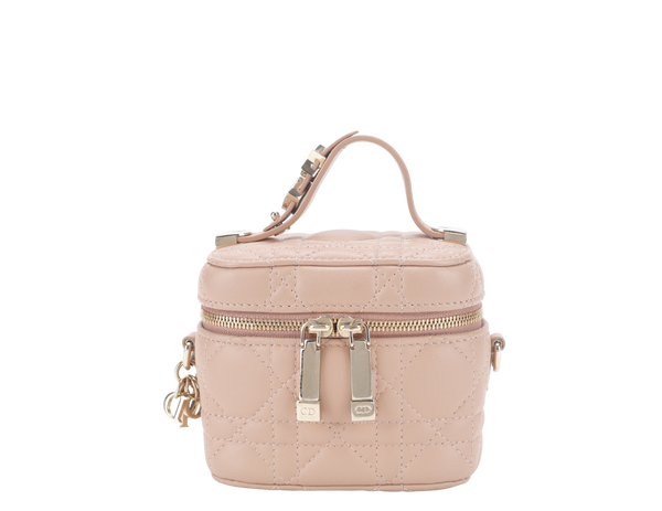 CHRISTIAN DIOR VANITY CASE MICRO SOFT PINK GOLD HARDWARE WITH DUST COVER
