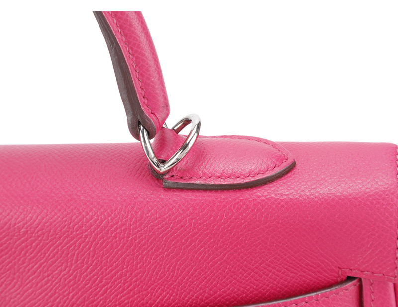 HERMES KELLY 35 VERSO ROSE TYRIEN x ROUGE H INTERIOR EPSOM LEATHER SILVER HARDWARE STAMP N (YEAR 2010) WITH STRAPS, KEY&LOCK, RAINCOAT, ORGANISER AND BOX (NO DUST COVER)