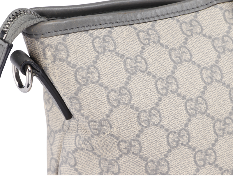 Gucci Light Grey Trim Canvas Shoulder Tote (353437 525040) with Strap & Dust Cover