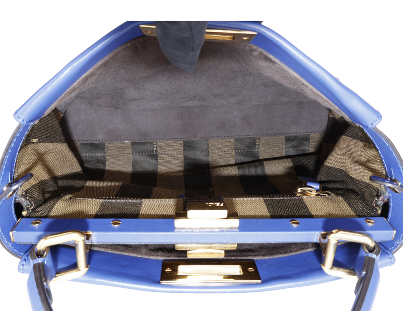 FENDI PEAKABOO BLUE LEATHER GOLD HARDWARE WITH STRAP NO DUST COVER