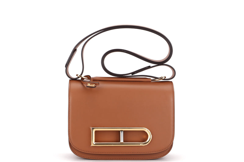 DELVAUX LINGOT PM SIZE, OLEN BROWN CALF LEATHER WITH 20.5CM, WITH DUST COVER & BOX