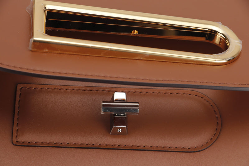 DELVAUX LINGOT PM SIZE, OLEN BROWN CALF LEATHER WITH 20.5CM, WITH DUST COVER & BOX