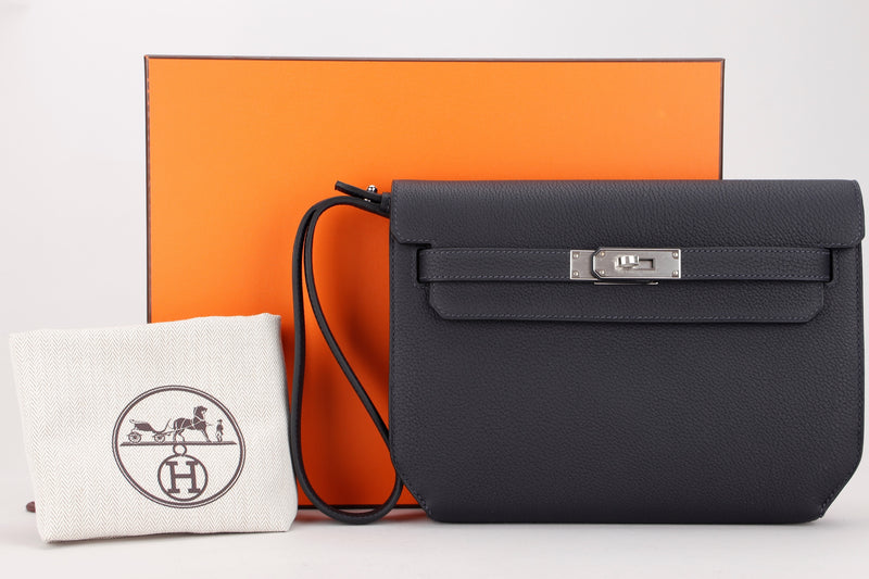 HERMES KELLY POCHETTE DEPECHES 25CM (STAMP B) CABAN COLOR TOGO LEATHER SILVER HARDWARE, WITH DUST COVER & BOX