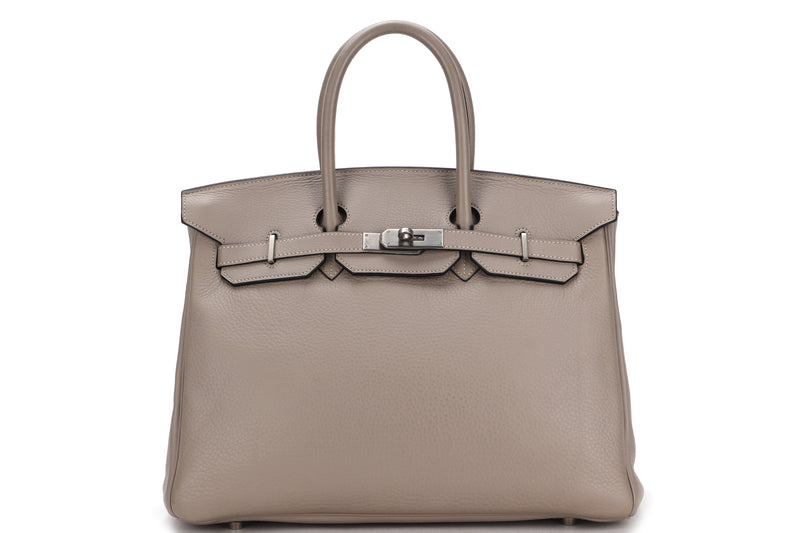 HERMES BIRKIN 35 (STAMP D SQUARE) GRIS MOUETTE TOGO LEATHER BRUSHED PALLADIUM HARDWARE, WITH KEYS & LOCK, NO DUST COVER