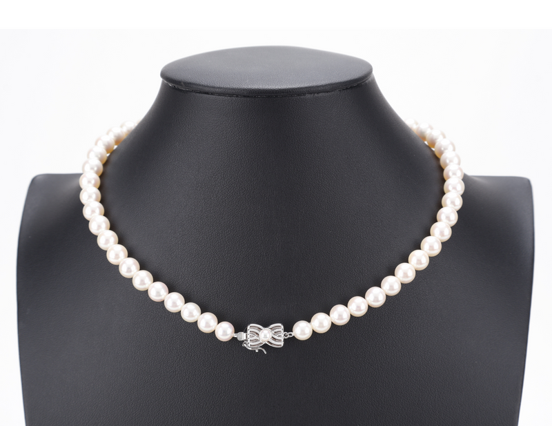 TASAKI PEARL NECKLACE 36.0G 7.5-8.0MM SV SETTINGS 40CM WITH BOX