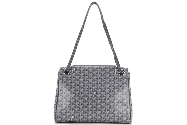 GOYARD ROUETTE HANDBAG GREY CANVAS GREY LEATHER, WITH DUST COVER