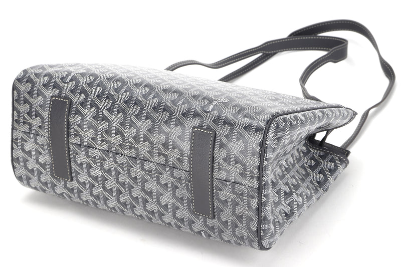 GOYARD ROUETTE HANDBAG GREY CANVAS GREY LEATHER, WITH DUST COVER