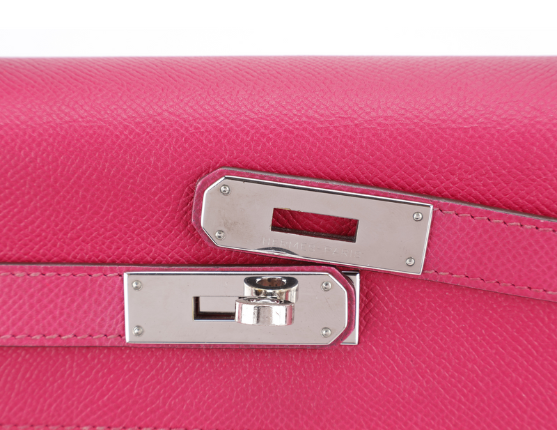 HERMES KELLY 35 VERSO ROSE TYRIEN x ROUGE H INTERIOR EPSOM LEATHER SILVER HARDWARE STAMP N (YEAR 2010) WITH STRAPS, KEY&LOCK, RAINCOAT, ORGANISER AND BOX (NO DUST COVER)