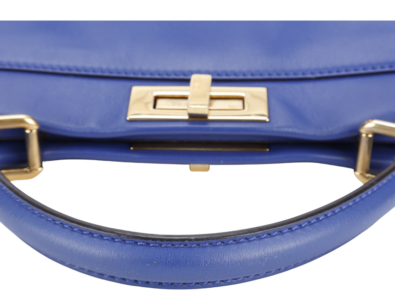 FENDI PEAKABOO BLUE LEATHER GOLD HARDWARE WITH STRAP NO DUST COVER