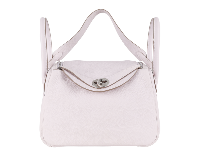 HERMES LINDY 26 [STAMP W (YEAR 2024)] MAUVE PALE CLEMENCE LEATHER SILVER HARDWARE WITH DUST COVER