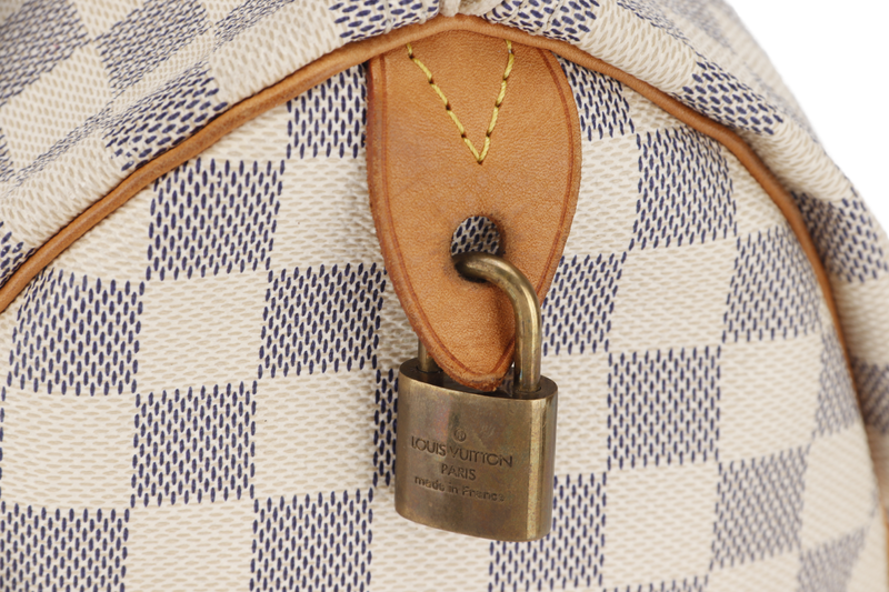 LOUIS VUITTON N41370 SPEEDY 30 DAMIER AZUR WITH LOCK ONLY NO KEY