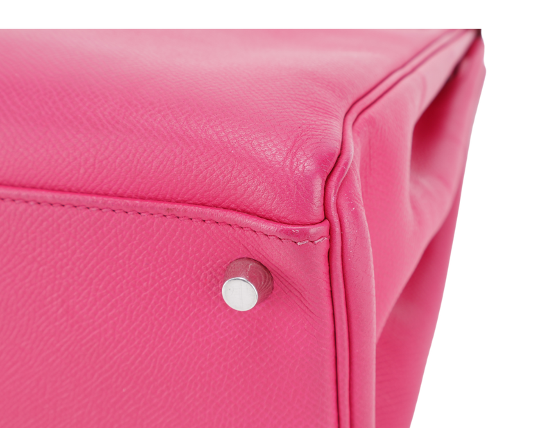 HERMES KELLY 35 VERSO ROSE TYRIEN x ROUGE H INTERIOR EPSOM LEATHER SILVER HARDWARE STAMP N (YEAR 2010) WITH STRAPS, KEY&LOCK, RAINCOAT, ORGANISER AND BOX (NO DUST COVER)