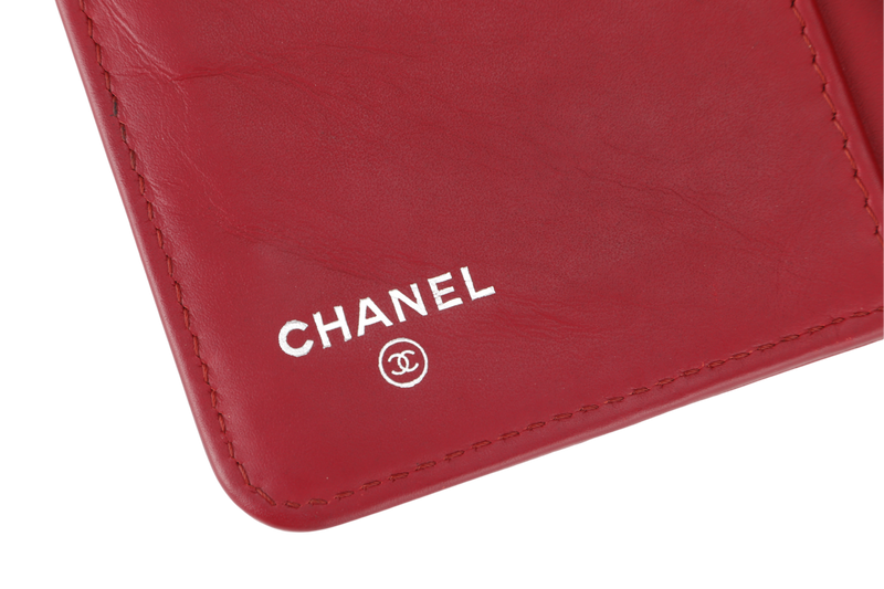 CHANEL WALLET QUILTED YEN BURGUNDY RED (2125xxxx) SILVER HARDWARE WITH CARD